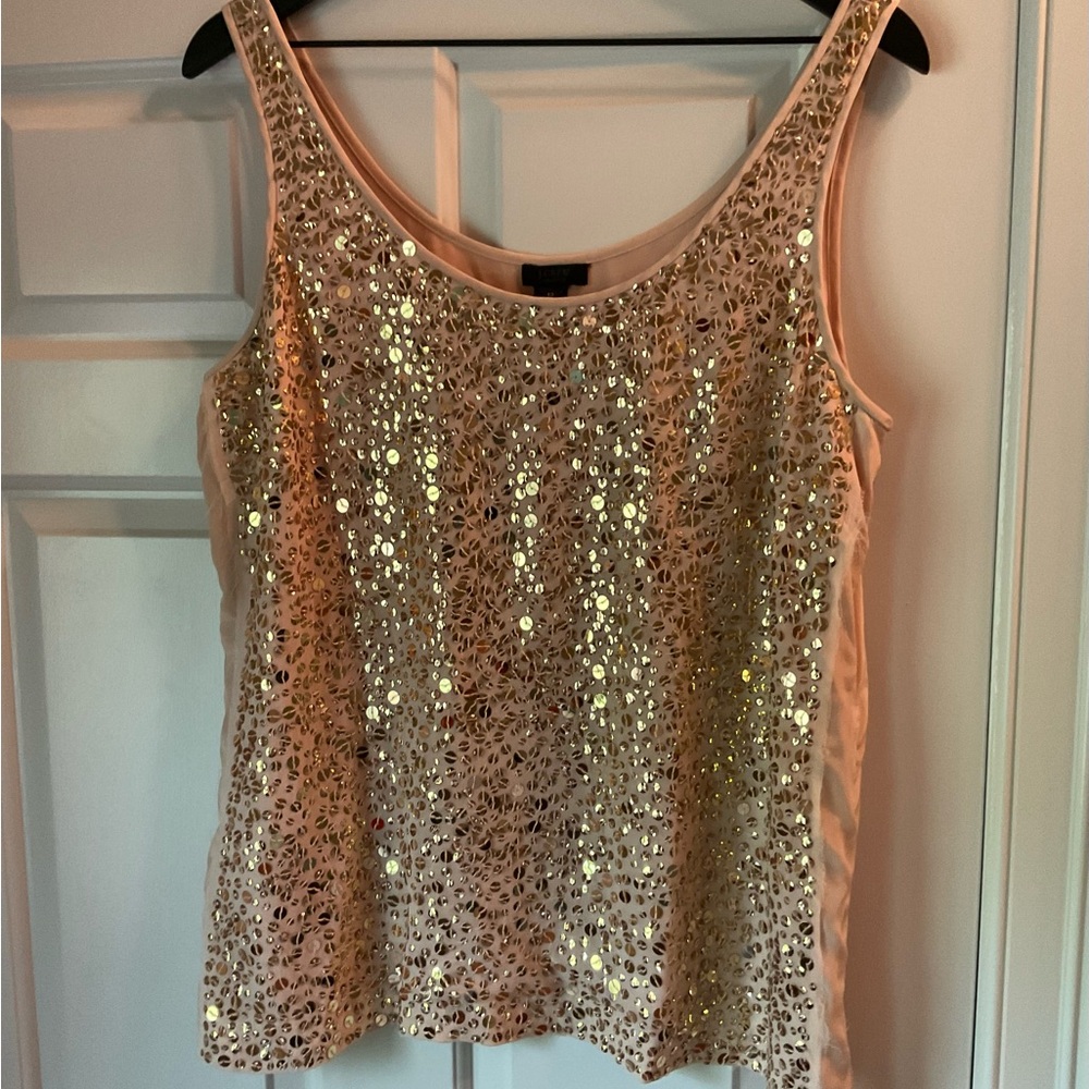 J Crew Gold Sequined Sleeveless Shell
